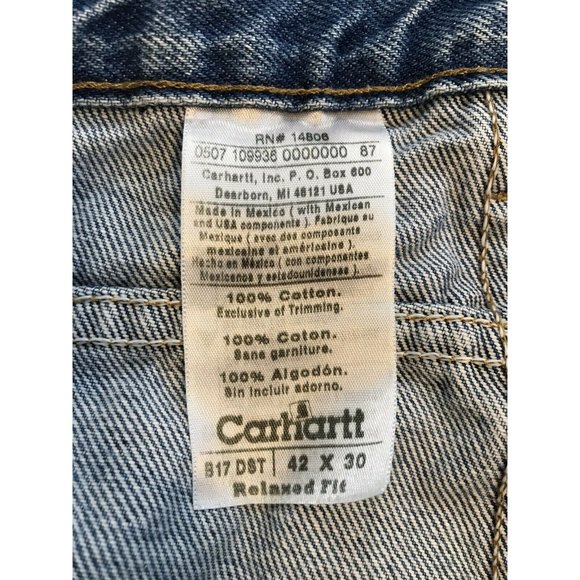 Carhartt Size 42x30  Men's Jeans Blue Denim Pants B17DST - Picture 6 of 8